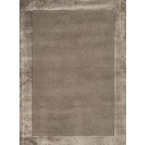 Ascot Taupe Plain Bordered Wool Rug 160x230cm