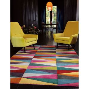 Funk Triangles Multicoloured Wool Rug by Asiatic