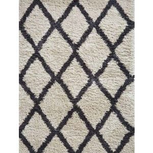 Think Rugs Auckland AK01 Shaggy Pile Rug, Cream/Anthracite in 120 x 170 Cm