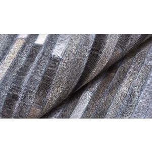 Gaucho Leather Rug in Dark Grey Stripe