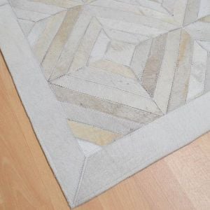 Gaucho Parquet Cowhide Leather Rugs in Natural/Cream