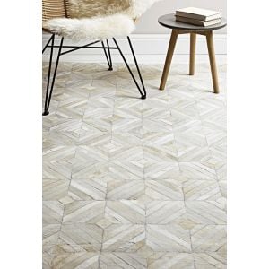 Buy Gaucho Parquet Cowhide Leather Rugs in Natural/Cream - Free UK Delivery