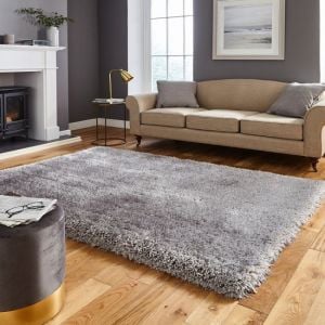 Montana Silver Shaggy Rugs by Think Rugs