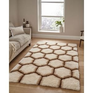 Noble House NH 30782 Cream Brown Shaggy Rugs