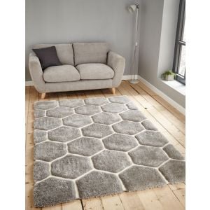 Noble House NH 30782 Grey White Shaggy Rugs