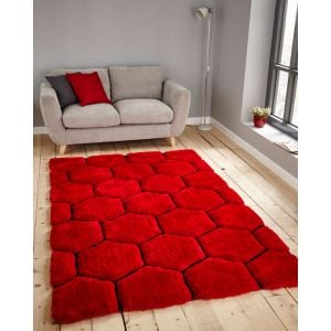 Noble House NH-30782 Red Black Shaggy Rug
