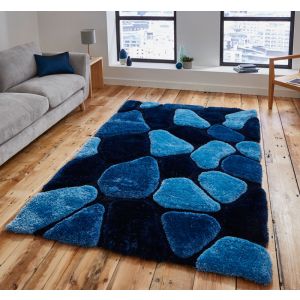 Noble House NH 5858 Blue Handtufted Shaggy Rugs