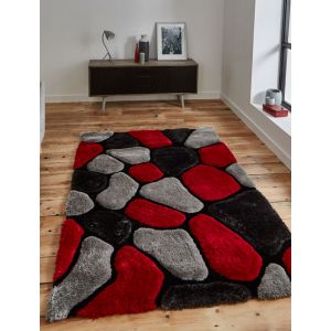 Noble House NH-5858 Shaggy Rugs in Grey & Red