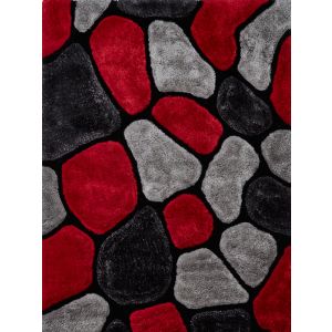 Noble House NH-5858 Shaggy Rugs in Grey/Red