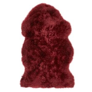 Genuine Sheepskin in Dark Red 100% Wool Rug
