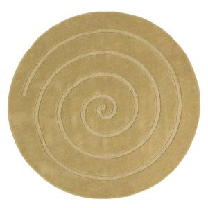 Spiral Circle Wool Rug in Gold