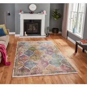 Think Rugs Athena 24021 Antique Distressed Look Rug, Multi, 120 x 170 Cm