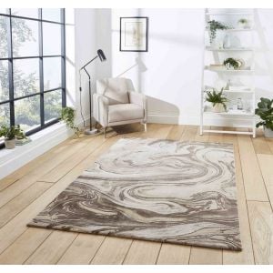 Think Rugs Florence 50031 Beige/Gold Marble Rug