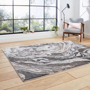 Think Rugs Apollo Grey/Rose Abstract Rug