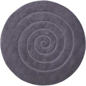 Spiral Circle 100% Wool Rug Grey by Think  Rugs