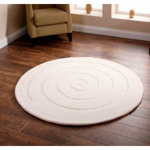 Spiral Ivory Wool Circle Rug By Think Rugs