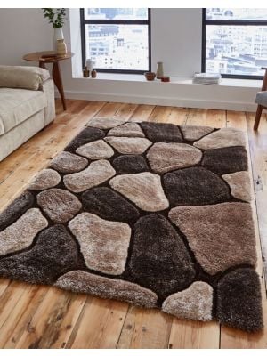 Noble House NH-5858 Beige Brown Shaggy Rugs by Think