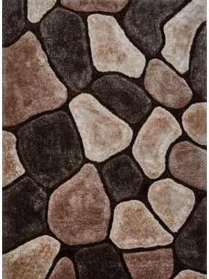 Noble House NH-5858 Shaggy Rugs in Beige & Brown, 120 x 170 cm