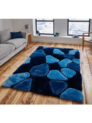 Noble House NH 5858 Blue Handtufted Shaggy Rugs