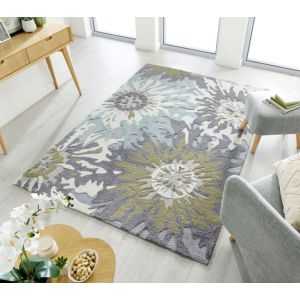 Zest Soft Floral Rug in Green by Flair Rugs