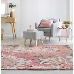 Zest Soft Floral Terracotta Rug by Flair